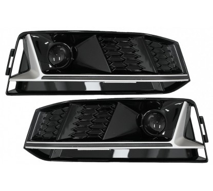2x Grilles de Pare choc Audi Look RS4 edition chrome A4 B9 S-line sedan avant (16-18)