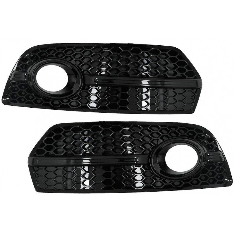 2x Grilles antibrouillard Audi Q5 Look RS Noir Brillant (08-11)