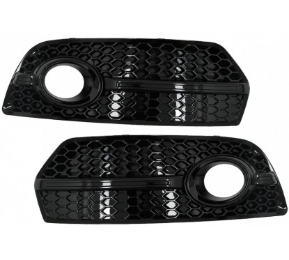 2x Grilles antibrouillard Audi Q5 SUV 8R Look RS Noir Brillant (08-11)