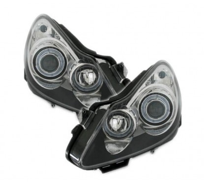 2x Phares Angel Eyes noir adaptables sur Opel Corsa D 06-11