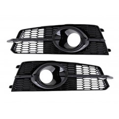 2x Grilles antibrouillard Audi A6 C7 S-line Noir Brillant (14-18)