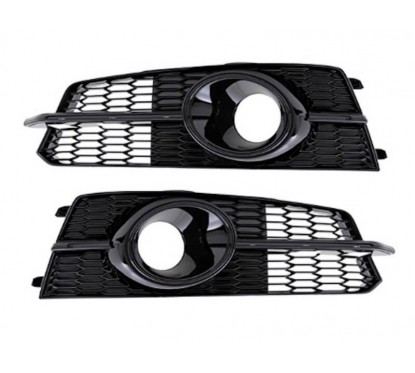 2x Grilles antibrouillard Audi A6 C7 S-line Noir Brillant (14-18)