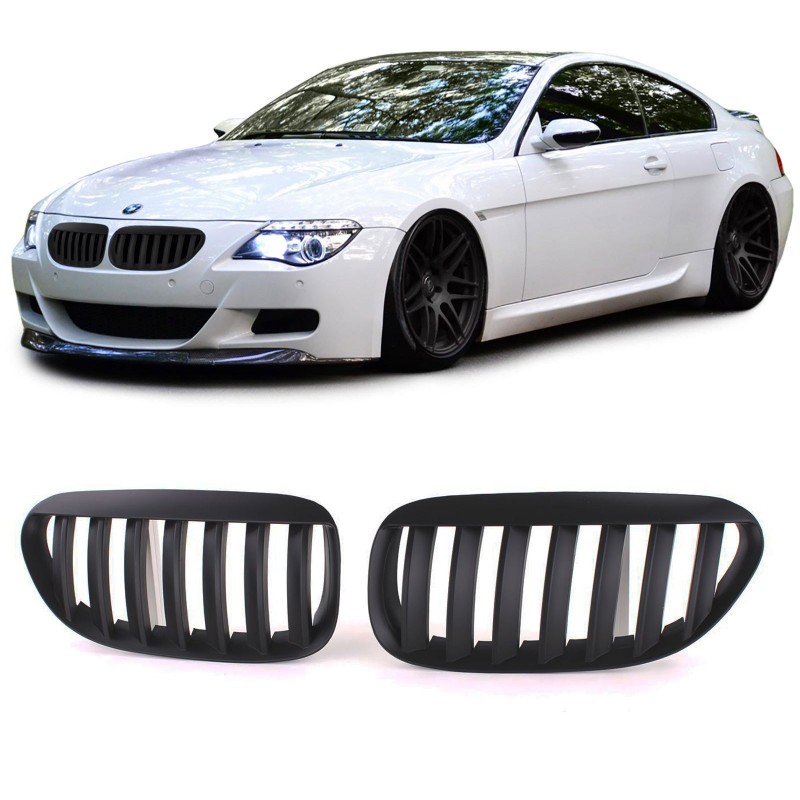 2x Grilles de Calandre Noir BMW Série 6 E63 E64 (03-10)
