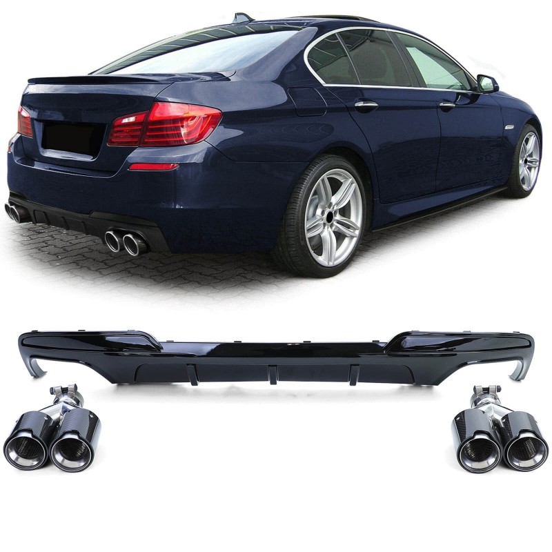 Diffuseur arrière + embouts d'échappements carbone BMW série 5 F10 F11 (10-17) Avec pack M