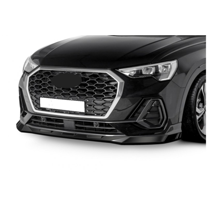 Rajout de pare-choc avant noir brillant adaptable sur Audi Q3 Sportback 19+