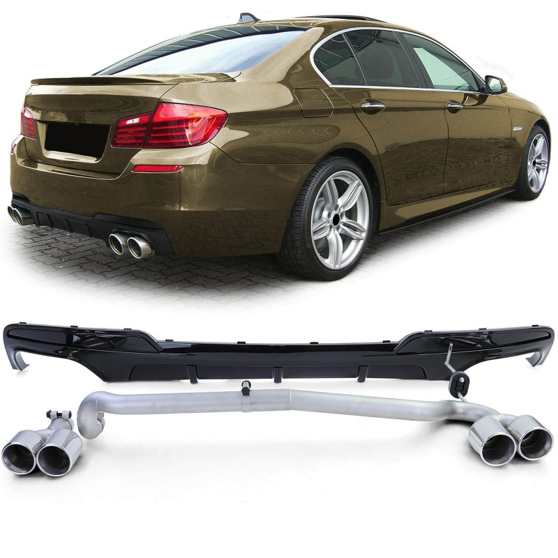 Diffuseur arrière + ligne d'échappement BMW série 5 F10 F11 Look M5 (10-17) Avec pack M