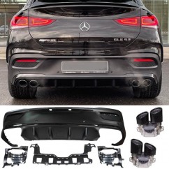 Diffuseur arrière + sorties d'échappements noir Mercedes GLE C167 Coupé (modèle avec pack AMG) Look 53 AMG (20+)