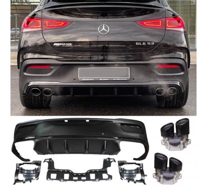 Diffuseur arrière + sorties d'échappements noir Mercedes GLE C167 Coupé (modèle avec pack AMG) Look 53 AMG (20+)