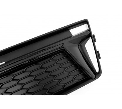 2x Grilles de pare choc noir brillant avant adaptable sur Audi A4 B9 S-Line Alu (16-18)