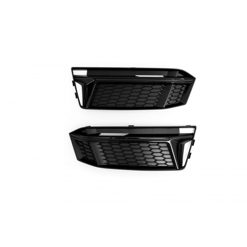2x Grilles de pare choc noir brillant avant adaptable sur Audi A4 B9 S-Line Alu (16-18)