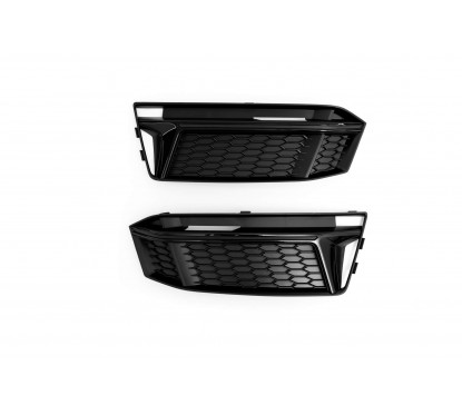 2x Grilles de pare choc noir brillant avant Audi A4 B9 S-Line Alu (16-18)