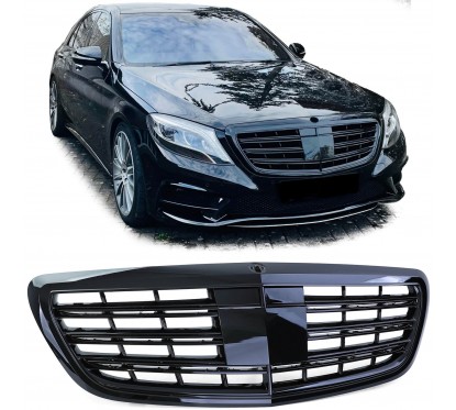 Calandre adaptable sur Mercedes Classe S noir brillant W222 (13-20) sans vision nocturne