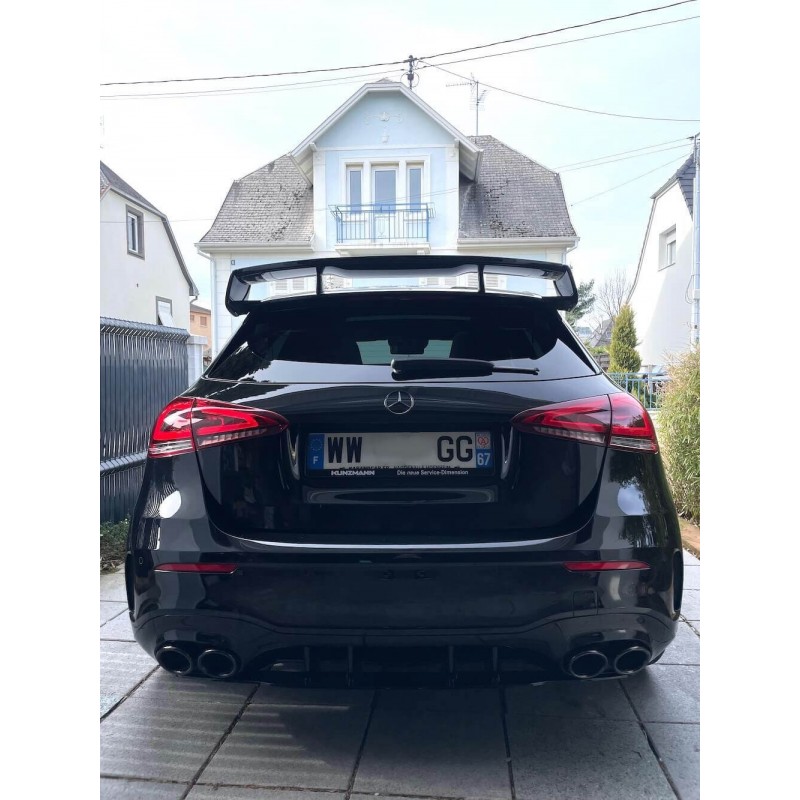 Diffuseur Arrière Look Carbone Pour Mercedes Classe A W177 (style AMG A45) - Plastique ABS, Sorties D'échappement Noires