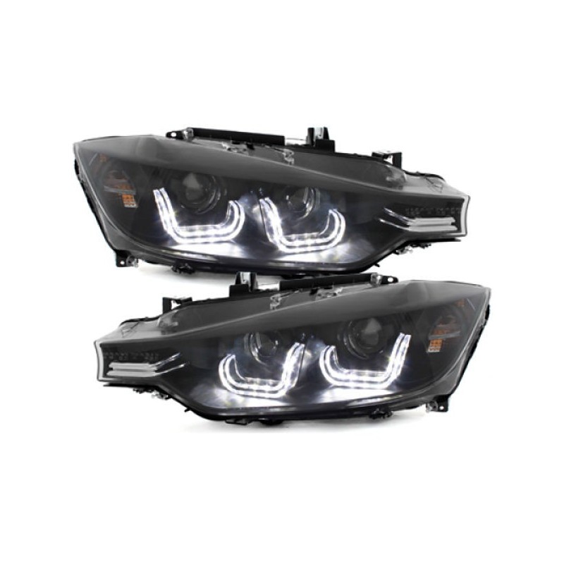 2x Phares avants BMW Série 3 F30 F31 Xenon look Black (12-15) halogène d'origine