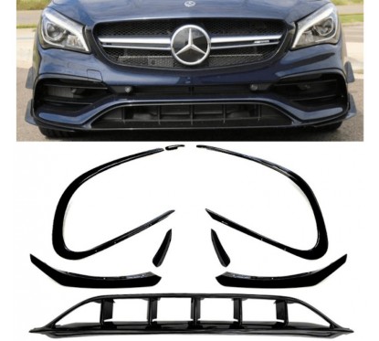 Rajout de pare choc avant Mercedes CLA 45 AMG & Pack AMG C117 Facelift Noir brillant (16+)