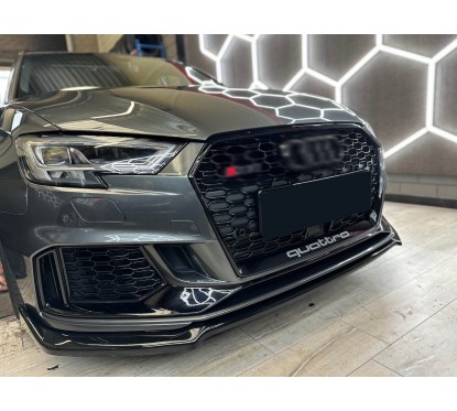 Rajout de pare choc avant noir brillant adaptable sur Audi RS3 8V Facelift (2017-2020)