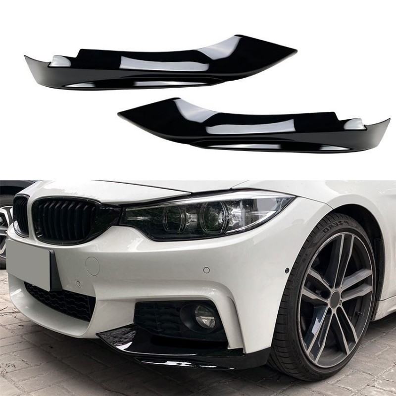 2x Splitters Noir brillant BMW Série 4 F32 F33 F36 avec Pack M (14-20)