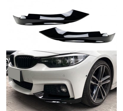 2x Splitters Noir brillant BMW Série 4 F32 F33 F36 avec Pack M (14-20)