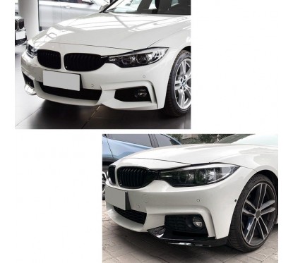 2x Splitters Noir brillant BMW Série 4 F32 F33 F36 avec Pack M (14-20)