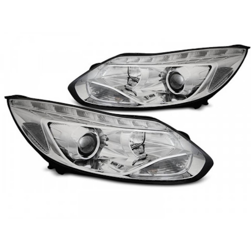 2x Phares Chrome Ford Focus MK3 (10-14) LED