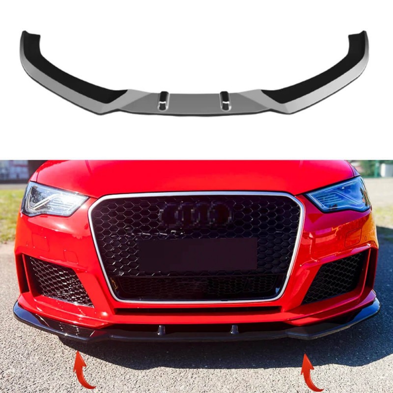 Rajout de pare choc avant noir brillant adaptable sur Audi RS3 8V (2015-2016)