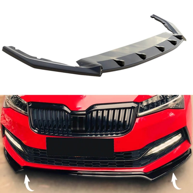 Rajout de pare choc avant noir brillant adaptable sur Skoda Octavia RS 2020+