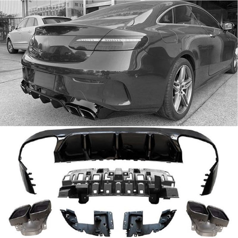 Diffuseur arrière + échappements noir Mercedes Classe E C238 A238 coupé / cabrio look E63 AMG (16-19) Diffuseur arrière + échappements noir Mercedes Classe E C238 A238 coupé / cabrio look E63 AMG (16-19)