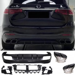 Diffuseur arrière + échappements noir Mercedes GLS X167 look 63 AMG (19+)
