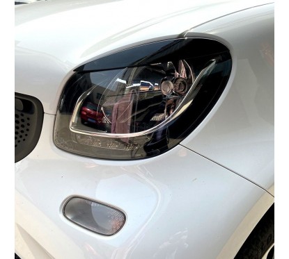 2x Sourcils de phares noir brillant adaptable sur Smart ForTwo (14+)