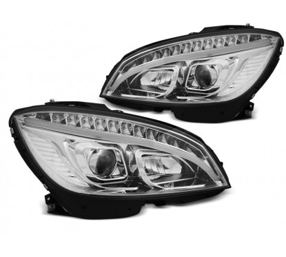 2x Phares avants à LED Mercedes Classe C W204 (07-10) Chrome