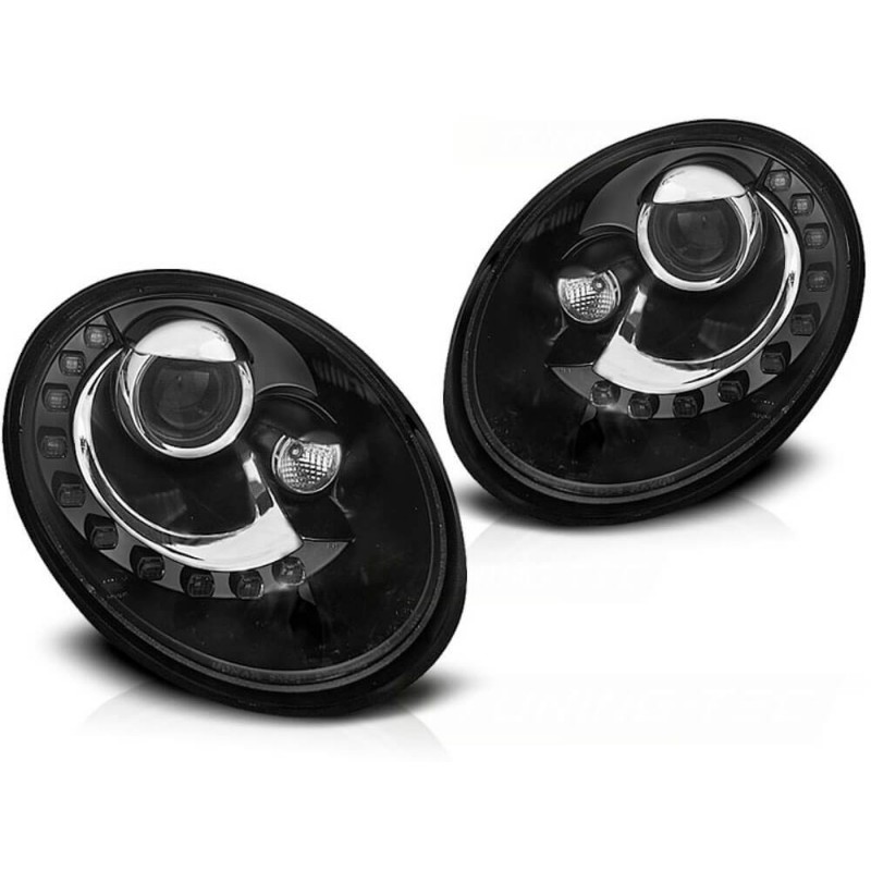 2x Phares avant noir adaptables sur Volkswagen New Beetle de 2006 à 2012 2x Phares avant noir adaptables sur Volkswagen New Beetle de 2006 à 2012