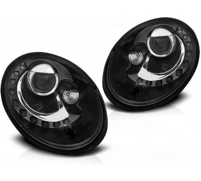 2x Phares avant noir adaptables sur Volkswagen New Beetle de 2006 à 2012