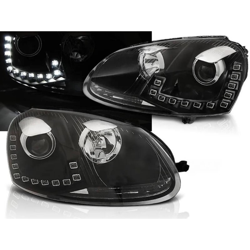 2x Phares avant Noir adaptables sur Golf 5 V (03-09) 2x Phares avant Noir adaptables sur Golf 5 V (03-09)
