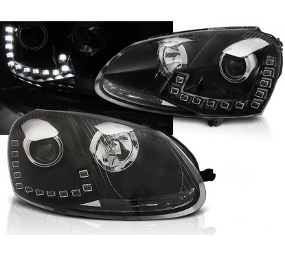 2x Phares avant Noir adaptables sur Golf 5 V (03-09)