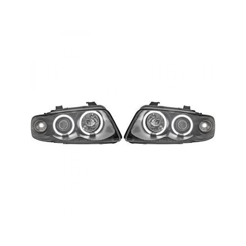 2x Phares Angel Eyes noir adaptables sur Audi A4 (95-98)