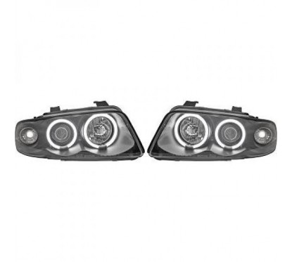 2x Phares Angel Eyes noir adaptables sur Audi A4 (95-98)