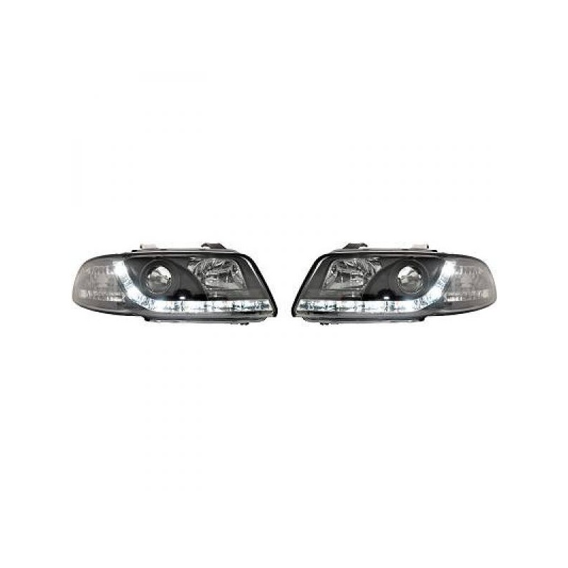 2x Phares à LED noir adaptables sur Audi A4 (94-98)