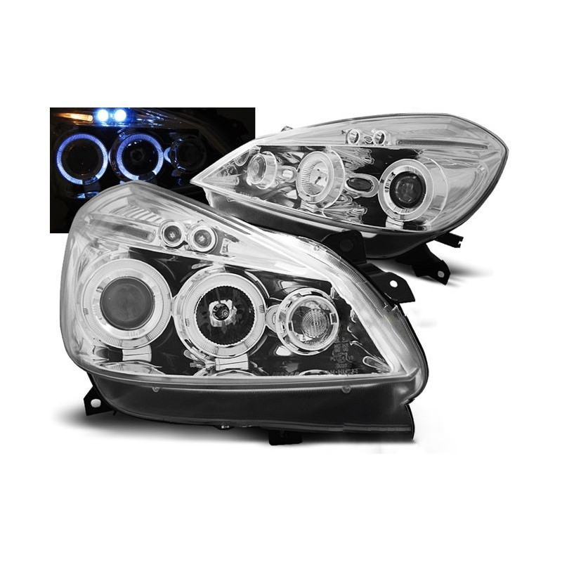 2x Phares avants Angel Eyes Renault Clio 3 (05-09) chrome