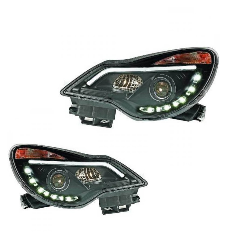 2x Phares avants LED Opel Corsa D Noir (11-14)