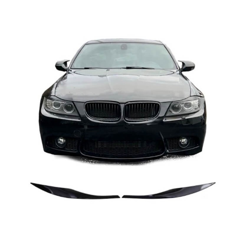 2x Couvres Phares Noir Brillant BMW série 3 E90 E91 (05-12)