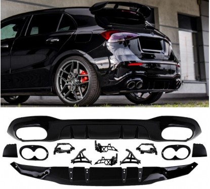 Diffuseur Noir brillant Mercedes Classe A W177 (18+) Look AMG