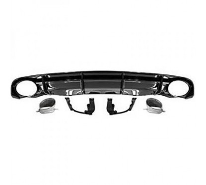 Diffuseur arrière + embouts d'échappements Audi A6 RS6 Design (15-18) avec pare choc standard