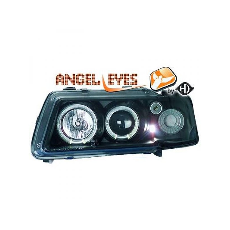2x Phares Angel Eyes noir adaptables sur Audi A3 (96-00)