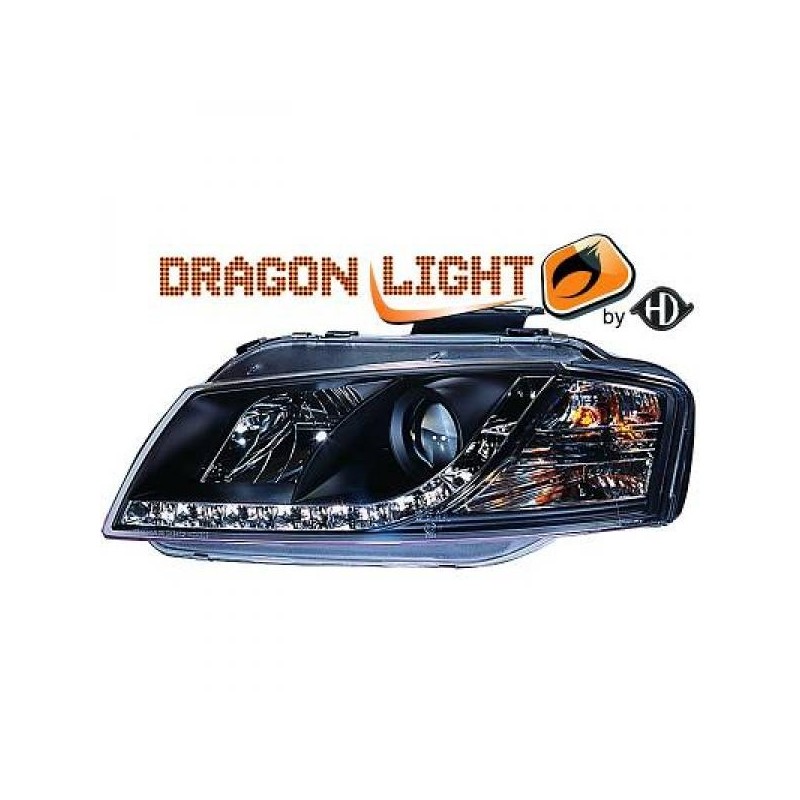 2x Phares noir adaptables sur Audi A3 (03-08)