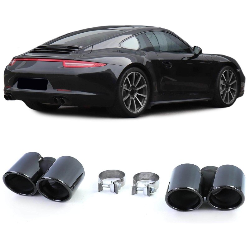 2x Embouts d'échappement double Noir Porsche 911 (11-15)