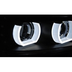 2x Phares Angel Eyes noir BMW Série 3 E90/E91 09-11