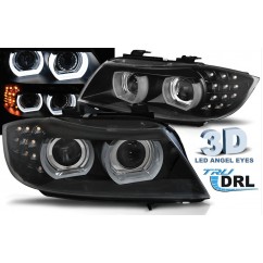 2x Phares Angel Eyes noir BMW Série 3 E90/E91 09-11