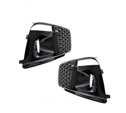 2x Grilles antibrouillard Audi Q5 S-Line et SQ5 Look RS Noir Brillant (17-20)