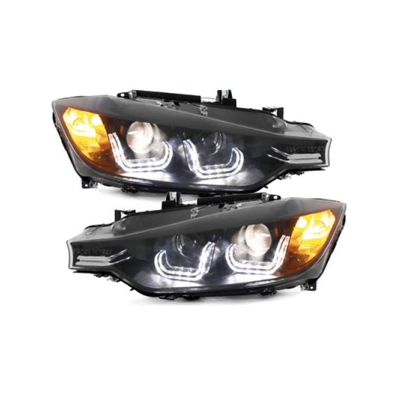 2x Phares avants BMW Série 3 F30 F31 look Black (12-15) xénon d'origine