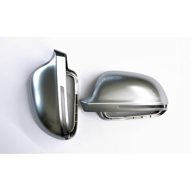 2x Coques rétroviseurs Alu brossé Audi A3, A4, A5, Q3 (07-11)